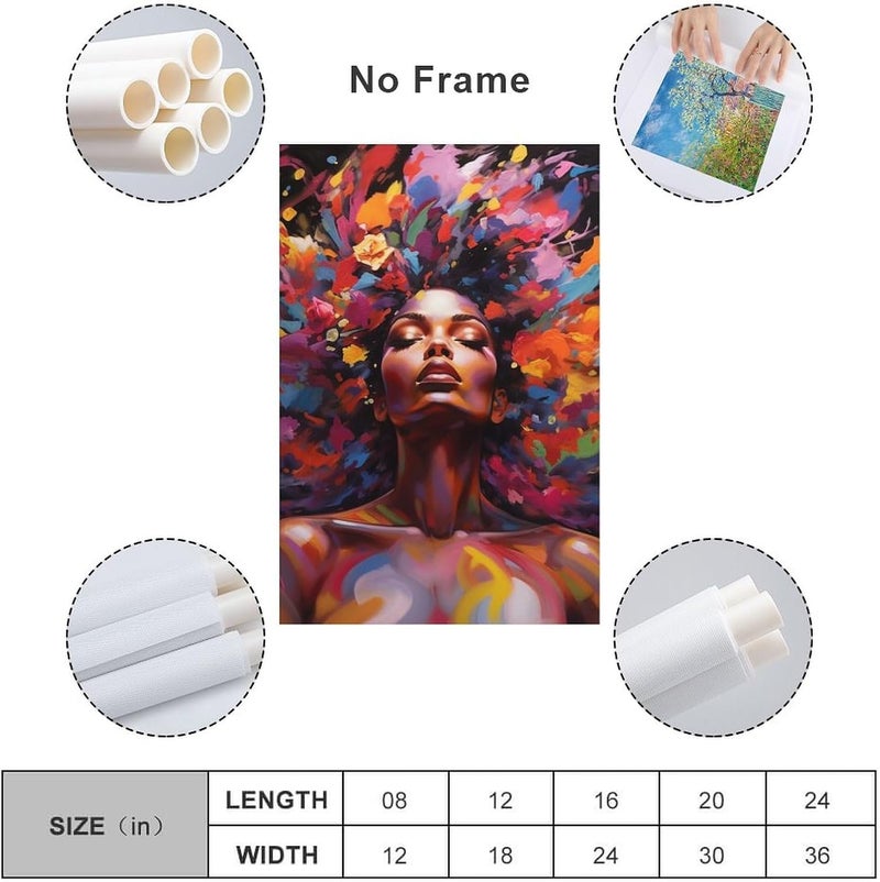 FireDeer African Woman Wall Art Canvas Painting - Image 2