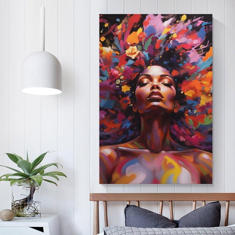 FireDeer African Woman Wall Art Canvas Painting - Image 5