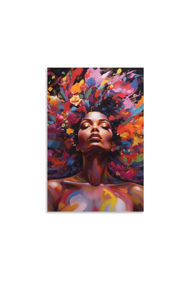 FireDeer African Woman Wall Art Canvas Painting - Image 1