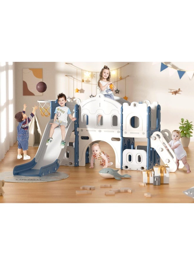 Rainbow Toys RBW TOYS Slide for Kids Toys Set 3 in 1 Outdoor Play Structure Jumbo Slide and Swing with Basket Ball Game - Image 1