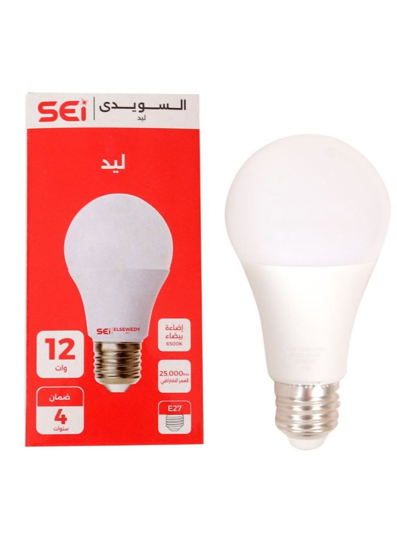 El Sewedy 12W LED bulb from El Sewedy, white light, with a 4-year warranty from El Sewedy  - Image 1
