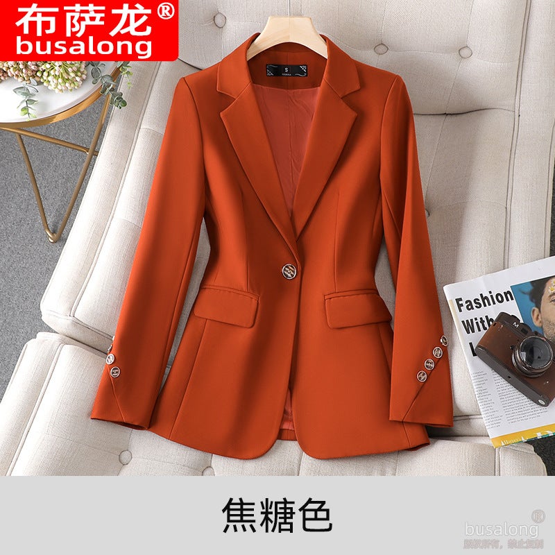 New Busalong busalong Womens Long-sleeved Professional Suit Formal Womens Coat Work Clothes 8826 Caramel Coat  - Image 1