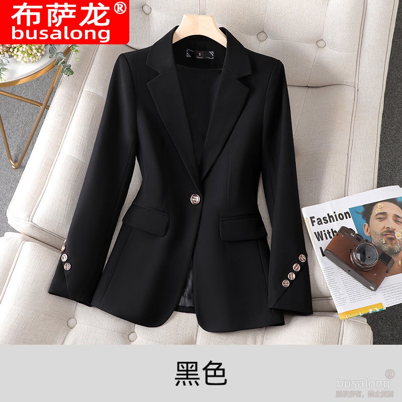 New Busalong busalong Womens Long-sleeved Professional Suit Formal Womens Coat Work Clothes 8826 Caramel Coat  - Image 2