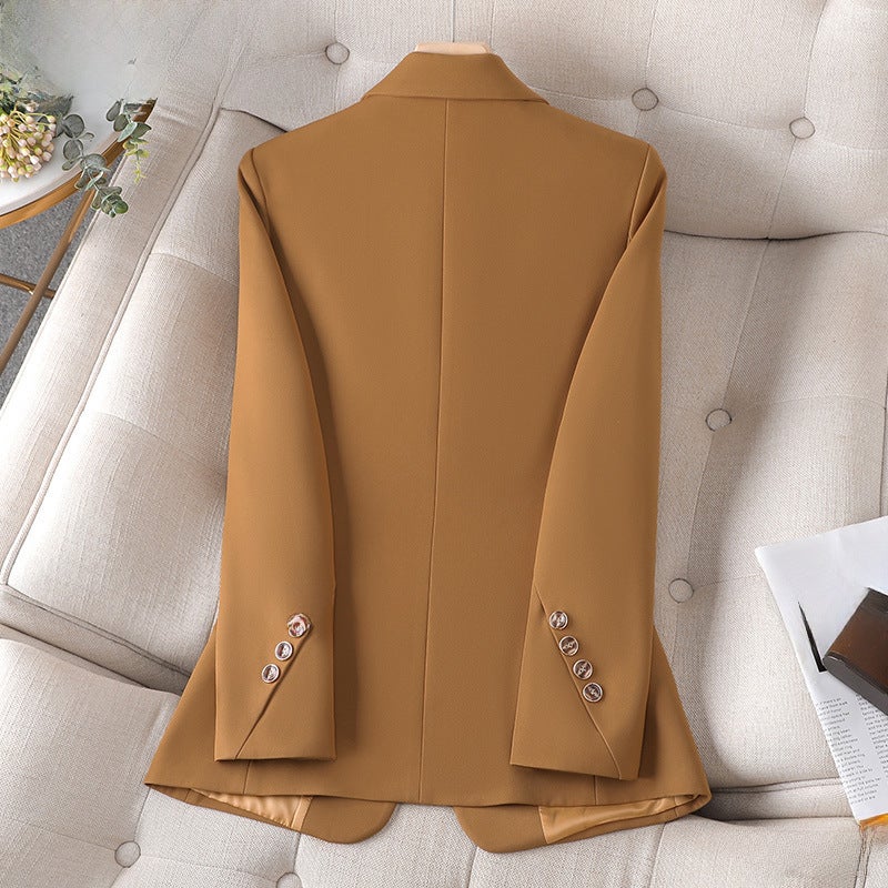 New Busalong busalong Womens Long-sleeved Professional Suit Formal Womens Coat Work Clothes 8826 Caramel Coat  - Image 4