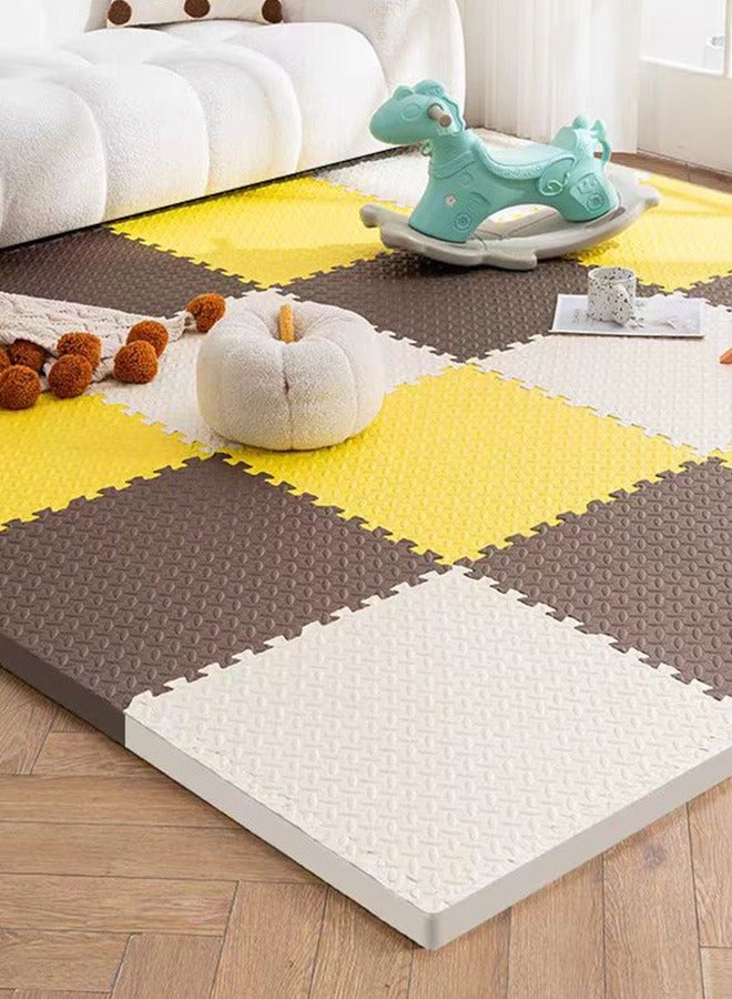 JCB CHIC 12 قطعة سجادة لعب أطفال من إسفنج إيفا فوم إيفا بساط ألغاز لأنشطة الأطفال في غرفة الأطفال لسجاد أرضيات الأطفال المتشابكة، سجاد يوغا للياقة البدنية مانع للانزلاق 60 × 60 × 2.5 سم - Image 1