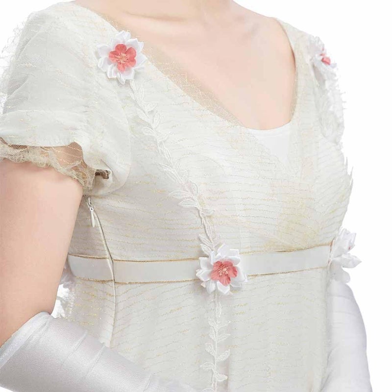 miccostumes Women's Medieval Costume Renaissance Princess Cosplay Empire Style Dress (white, M) - Image 4
