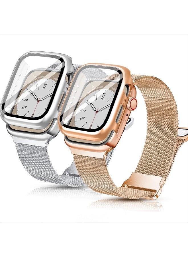 Mazuboho 2 Pack Mesh Loop Magnetic Band Compatible with Apple Watch Band with 44mm Case, Stainless Steel Milanese, Adjustable and Comfortable Band for Apple Watch Band Series SE, Series 6/5/4 44mm - Image 1
