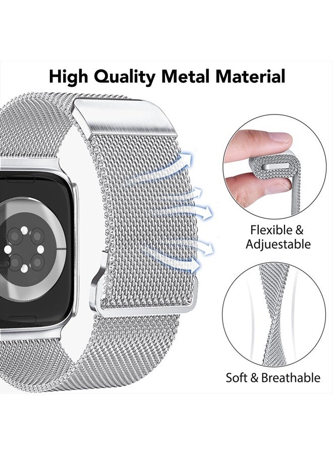 Mazuboho 2 Pack Mesh Loop Magnetic Band Compatible with Apple Watch Band with 44mm Case, Stainless Steel Milanese, Adjustable and Comfortable Band for Apple Watch Band Series SE, Series 6/5/4 44mm - Image 3