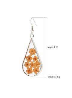 BaubleStar Pressed Dry Flower Teardrop Earrings Natural Dried Flowers Drop Dangle Handmade Silver Fashion Jewelry For Women  - Image 4