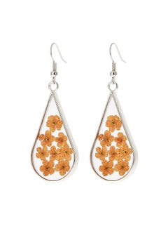 BaubleStar Pressed Dry Flower Teardrop Earrings Natural Dried Flowers Drop Dangle Handmade Silver Fashion Jewelry For Women  - Image 1