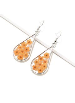 BaubleStar Pressed Dry Flower Teardrop Earrings Natural Dried Flowers Drop Dangle Handmade Silver Fashion Jewelry For Women  - Image 3