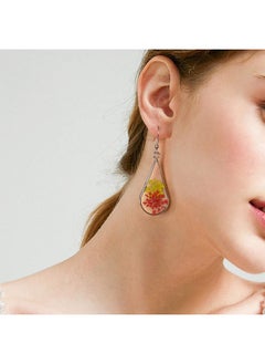 BaubleStar Pressed Dry Flower Teardrop Earrings Natural Dried Flowers Drop Dangle Handmade Silver Fashion Jewelry For Women  - Image 2