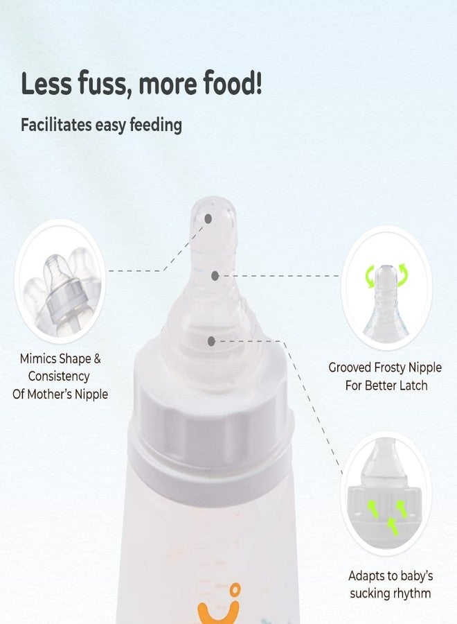 Mylo Baby 2 in 1 Feeding Bottles with Spoon for New Born Baby (125ml + 250ml) | Anti Colic & BPA Free Feeding Bottles | Feels Natural Baby Bottle | Easy Flow Neck Design- Bear + Giraffe - Image 3