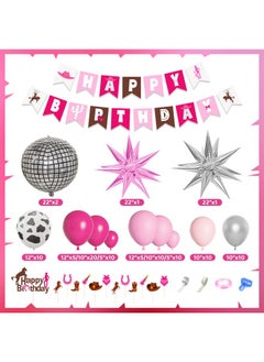 112Pcs Western Cowgirl Birthday Party Decorations Retro Horse Rodeo Party Supplies Backdrop For Girls Hot Pink Silver Balloon Garland Arch Kit Birthday Banner Horse Garland Cake Toppers - pzsku/Z8D1D6805548330D2463BZ/45/_/1697271671/cdbc9787-77dc-4e20-a294-864ad6279b4f