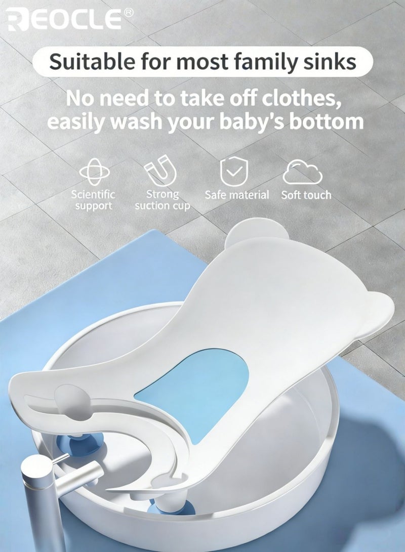 REOCLE Portable Infant Bath Support with Bonus Hook Quick Baby Buttock Washing Tool for Sinks Countertops Bathtubs Lightweight Convenient Ideal for Daily Baby Care Parents Caregivers - Image 2