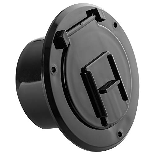 Halotronics RV 4 1/4-inch Round Electrical Cable Hatch for 30 Amp Cords (Black) - Image 1