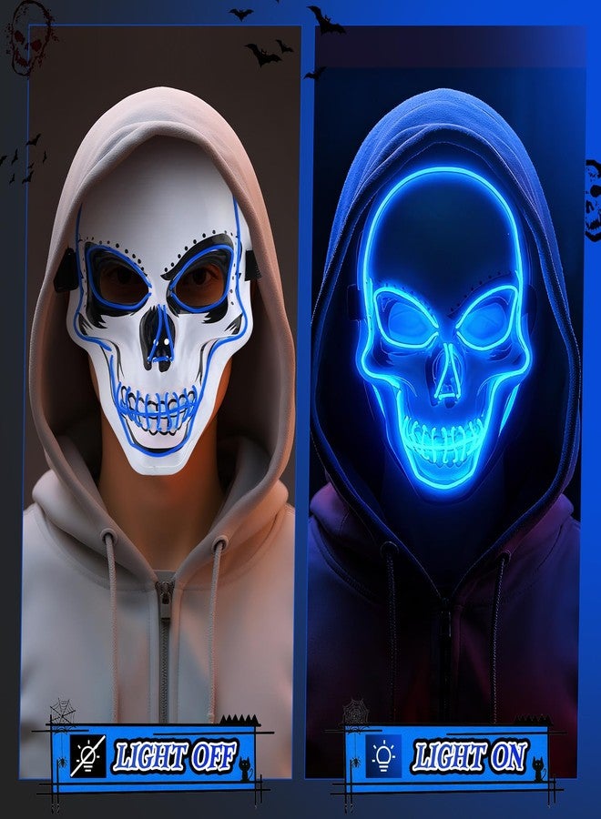 Sosation Halloween Mask LED Light up 10×7×4 Inch Scary Cosplay Skeleton Party Favor for Halloween Luminous Masquerade(Blue) - Image 4