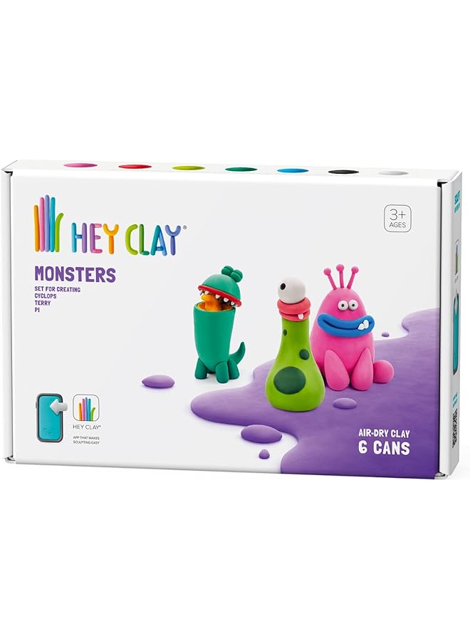 هاي كلاي ديي مونسترز تيري بي بيجويج من البلاستيك الإبداعي للنمذجة بالهواء الجاف للأطفال 6 علب