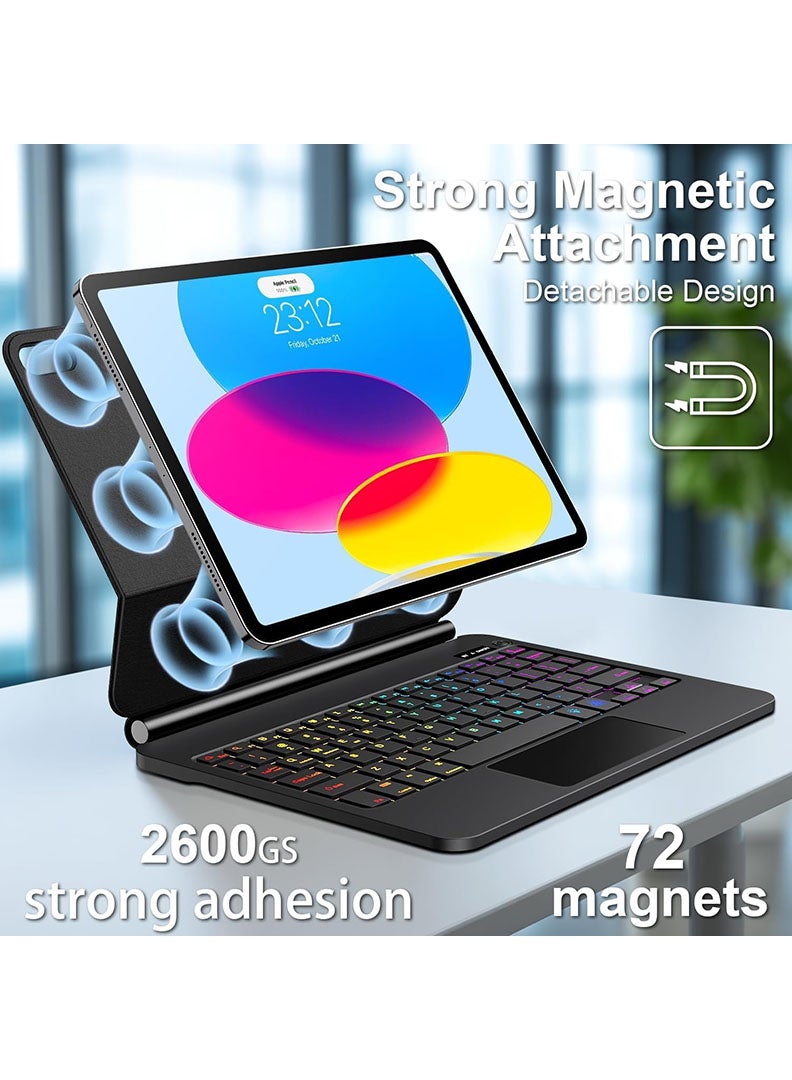 Theodor Magic Keyboard Case for iPad (A16) 11th 11 inch 2025/Keyboard and Mousepad Case for iPad 10th 10.9 inch 2022 with Magnetic Back Cover Smart Trackpad Backlit Keyboard for 2025 - Black - Image 3