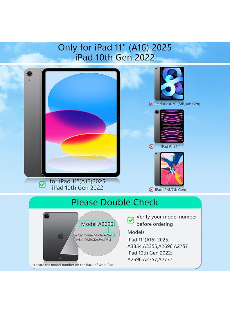 Theodor Magic Keyboard Case for iPad (A16) 11th 11 inch 2025/Keyboard and Mousepad Case for iPad 10th 10.9 inch 2022 with Magnetic Back Cover Smart Trackpad Backlit Keyboard for 2025 - Black - Image 2