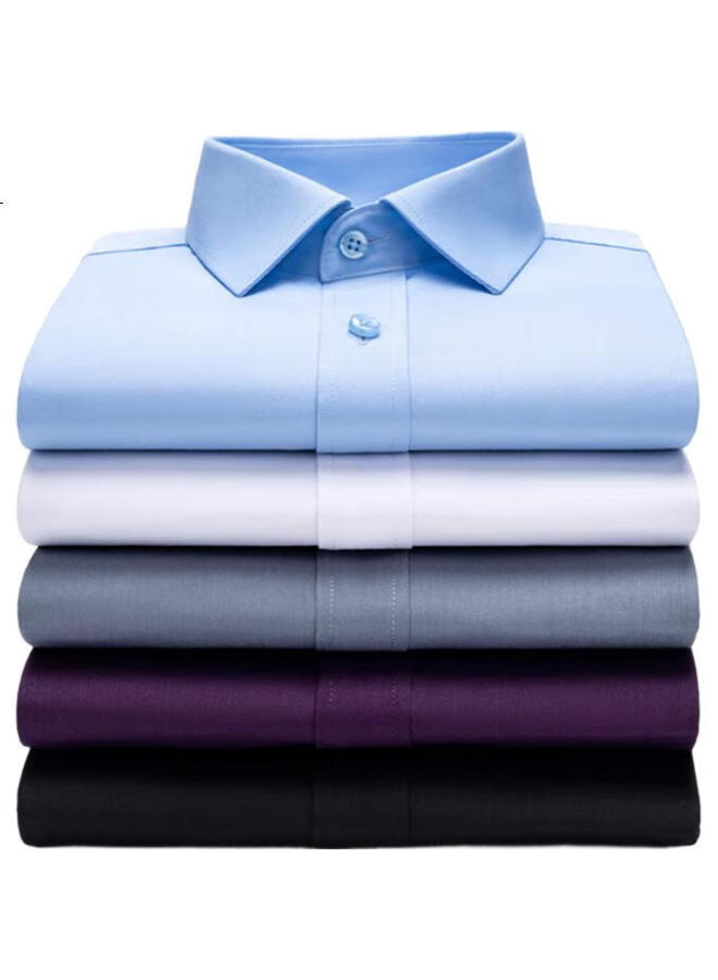 Romon Men'S Shirt Solid Color Slim Fit Business Casual Professional Formal Shirt Jacket Men Mc-L50 White 41 - Image 2