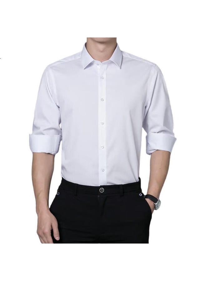 Romon Men'S Shirt Solid Color Slim Fit Business Casual Professional Formal Shirt Jacket Men Mc-L50 White 41 - Image 1