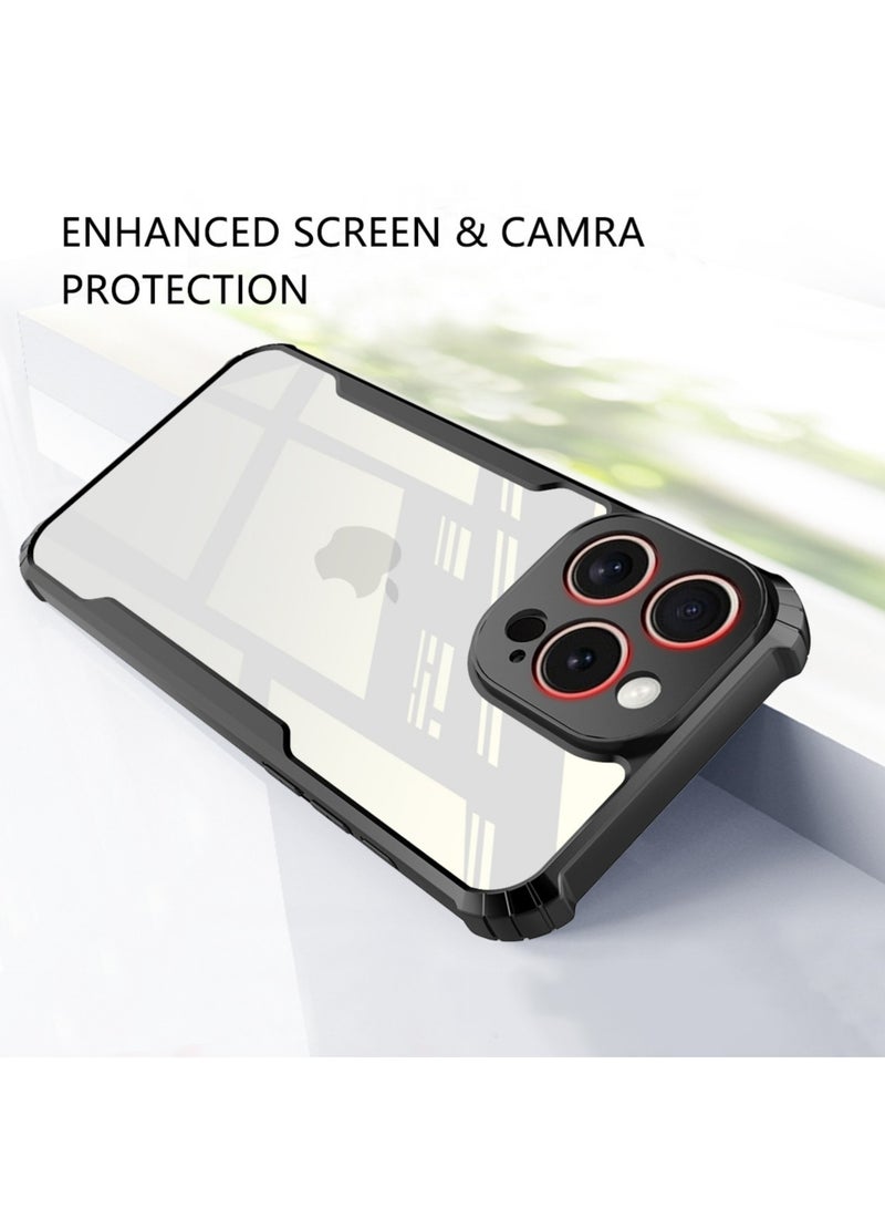 Case Cover For Apple iPhone 16 Pro 5G , Ultra-Thin Lightweight Cover Soft TPU Bumper, Acrylic Clear Back Mobile Phone Case Cover Black - Image 2