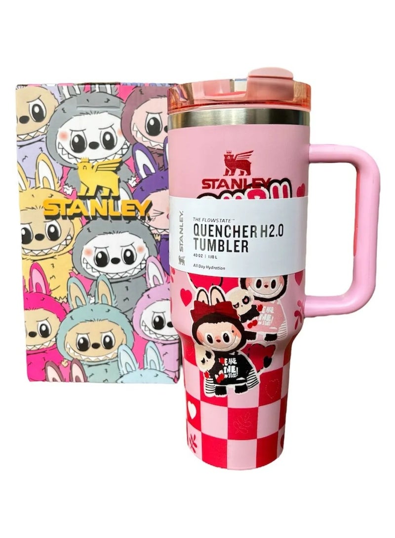 Stanley Labubu Quencher H2.0 40oz Limited Edition Tumbler | Double Wall Vacuum Insulated Stainless Steel Travel Mug with Handle & FlowState Lid | Keeps Drinks Cold 12h & Hot 7h | Eco-Friendly Reusable Cup with Straw Stopper – Exclusive Labubu Gift Box Packaging - Image 2