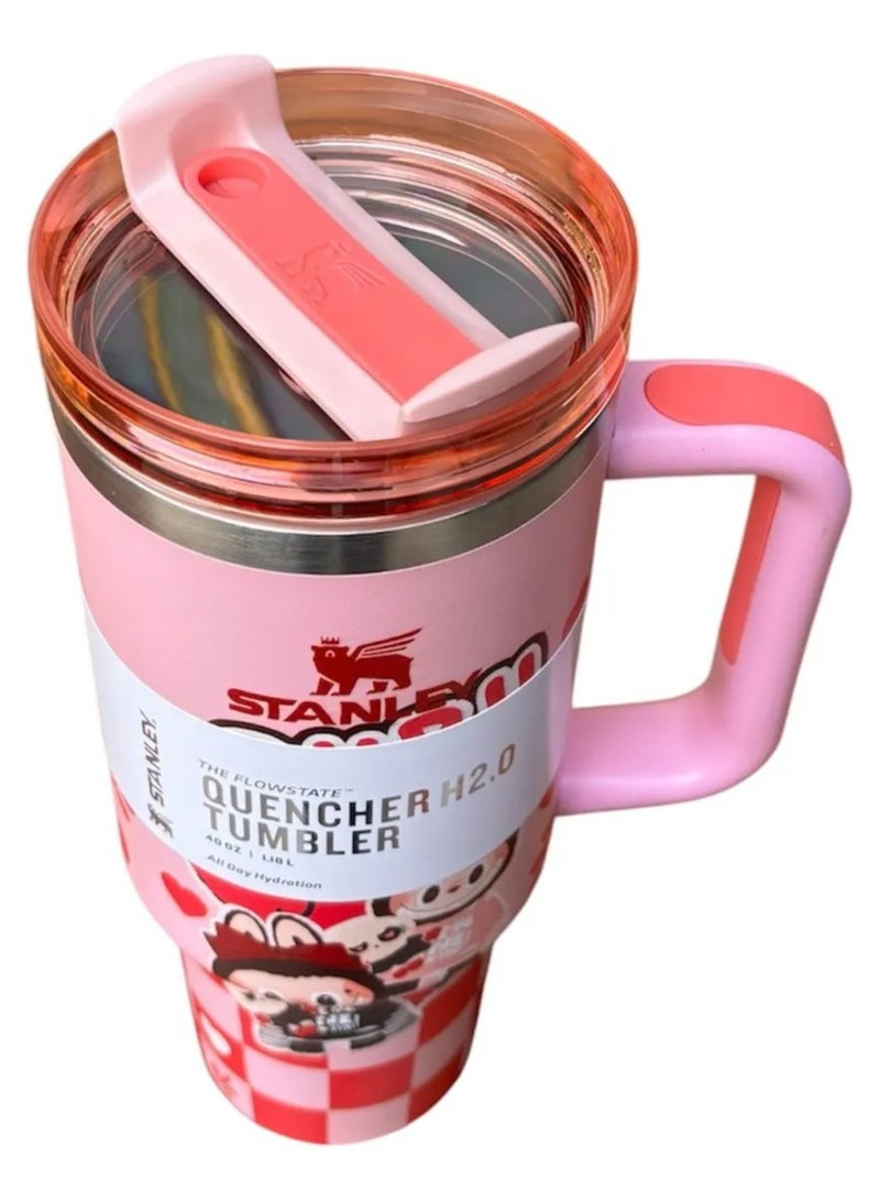 Stanley Labubu Quencher H2.0 40oz Limited Edition Tumbler | Double Wall Vacuum Insulated Stainless Steel Travel Mug with Handle & FlowState Lid | Keeps Drinks Cold 12h & Hot 7h | Eco-Friendly Reusable Cup with Straw Stopper – Exclusive Labubu Gift Box Packaging - Image 4