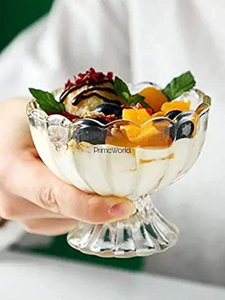 PrimeWorld European Floral Dessert Bowl-500ml Set of 12pieces Bowl for Ice Cream, Sundae, Sweets, Desserts, Fruit, Pudding, Nuts, Candy | Perfect for Home, Restaurants and Parties - Image 1