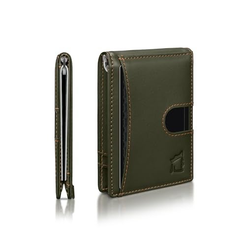 Kingly Cash Clip Slim Leather Wallet for Men with RFID Blocking & Money Clip - Minimalist Front Pocket Bifold Wallet Holds 12 Cards - Secure Card Holder with Easy Access Pull Tab - Image 1