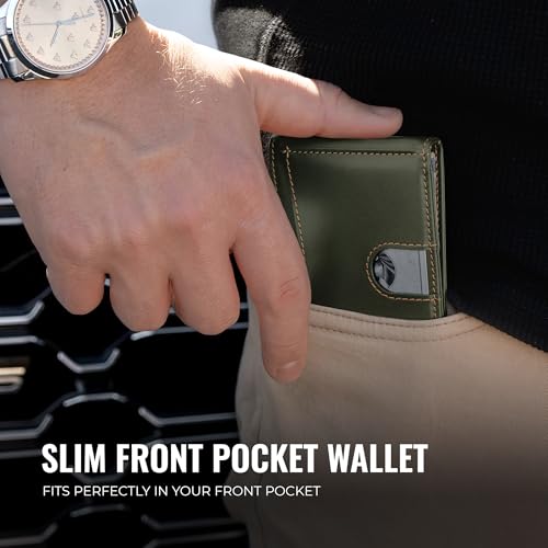 Kingly Cash Clip Slim Leather Wallet for Men with RFID Blocking & Money Clip - Minimalist Front Pocket Bifold Wallet Holds 12 Cards - Secure Card Holder with Easy Access Pull Tab - Image 3