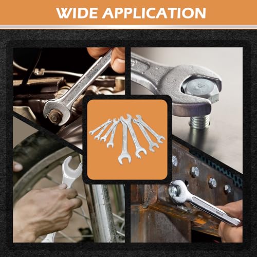 BOSCO® 8-Piece Double Open-End Jaw Spanner Wrench Set |Carbon Steel with Chrome Plating & Satin Finish | Anti-Corrosion, Rust-Resistant, Ergonomic Spanners for Automotive, Plumbing, Home & DIY Repairs - Image 4