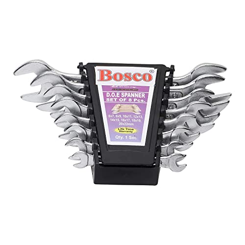 BOSCO® 8-Piece Double Open-End Jaw Spanner Wrench Set |Carbon Steel with Chrome Plating & Satin Finish | Anti-Corrosion, Rust-Resistant, Ergonomic Spanners for Automotive, Plumbing, Home & DIY Repairs - Image 1