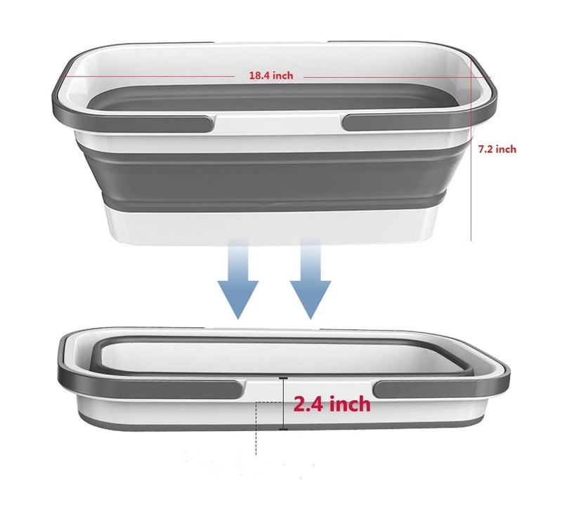 BHHB Collapsible Plastic Bucket with Wheels 12L for House Cleaning Camping and Rv MultiPurpose Rectangular Handy Basket for Cleaning Mop Lightweight and Portable - Image 2