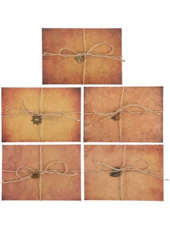 Y&D Vintage Stationary Paper and Envelope Antique Style Envelopes A5 Writing Old with Pendant Charms Rope for Festival Holiday Wedding Birthday 5 Set  - Image 3