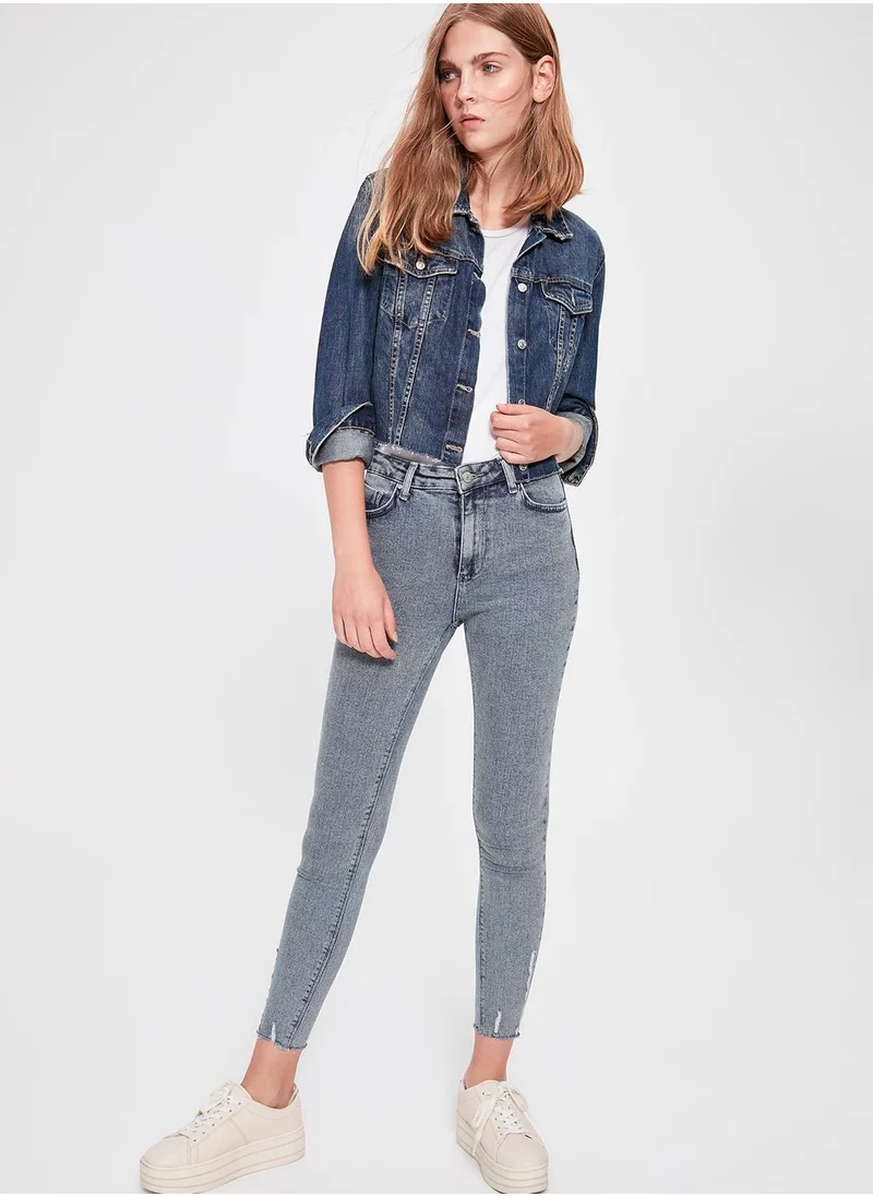 trendyol Distressed High Waist Skinny Jeans