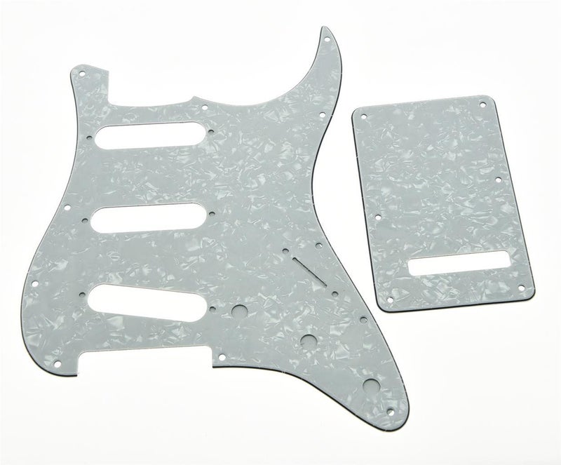 KAISH 11 Hole ST/Strat Style Pickguard SSS Pick Guard with ST Back Plate Tremolo Trem Cover for USA/Mexico Stratocaster/Strat White Pearl - Image 5