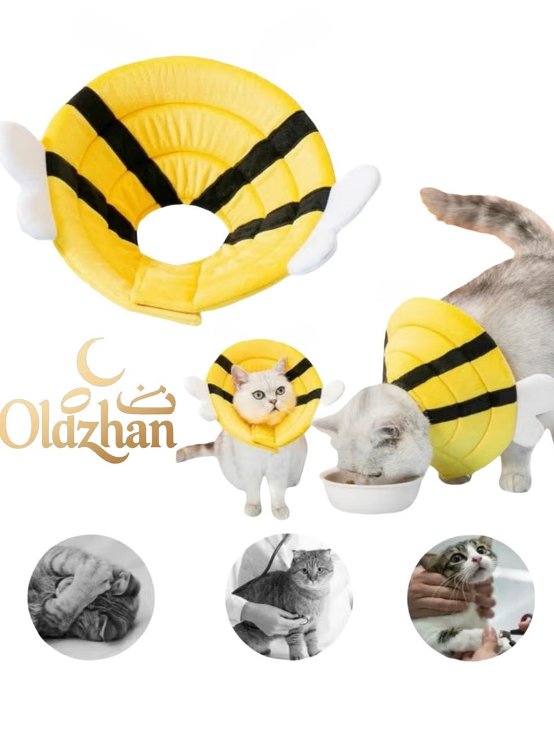 Oldzhan Cat Dog Cone Collar,Adjustable Cat Cone Collar To Stop Licking After Surgery,Elizabethan Collars For Pets,Protection Cone Neck Recovery Collar,For Dogs Cats Puppies Rabbits Wound Healing Protective After Surgery(Bee) - Image 1