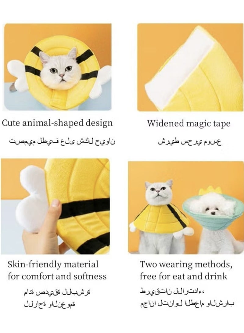 Oldzhan Cat Dog Cone Collar,Adjustable Cat Cone Collar To Stop Licking After Surgery,Elizabethan Collars For Pets,Protection Cone Neck Recovery Collar,For Dogs Cats Puppies Rabbits Wound Healing Protective After Surgery(Bee) - Image 3