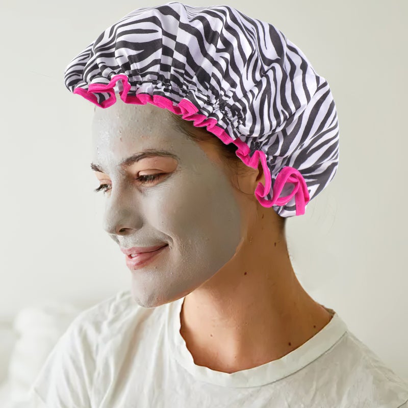 4pcs Printing Shower Hats Reusable Shower Hats Double Layer Bath Caps - Image 2