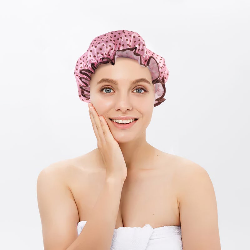 4pcs Printing Shower Hats Reusable Shower Hats Double Layer Bath Caps - Image 3