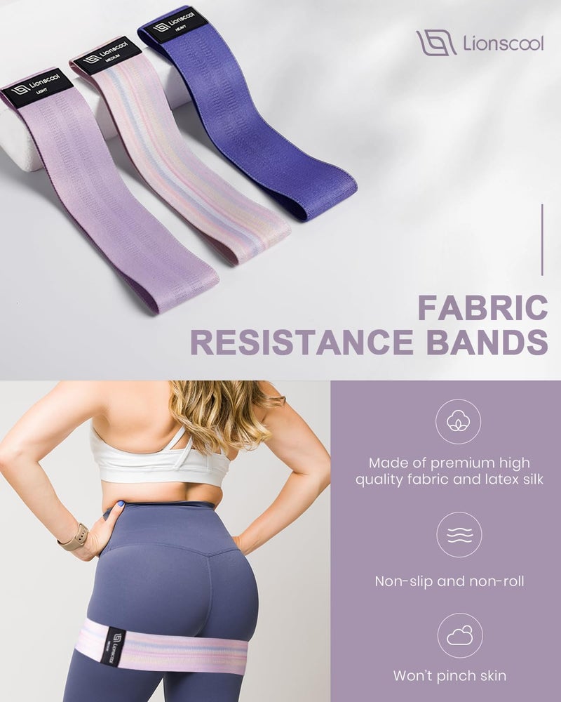 LIONSCOOL Pilates Ring Set (Purple) - 14" Pilates Ring, 9" Pilates Mini Ball and Three Fabric Resistance Bands Included - Image 5