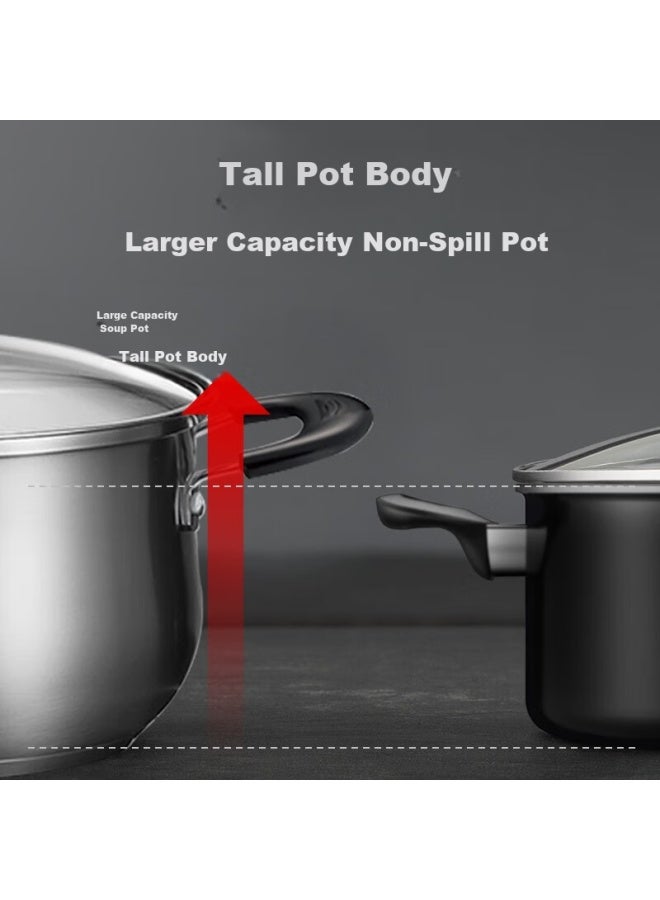 Supor Soup Pot, Thickened 304 Stainless Steel Stew Pot, Double-handled Anti-scalding Pot For Cooking Porridge And Noodles, Compatible With Gas And Induction Cookers, St22h3 - Image 2