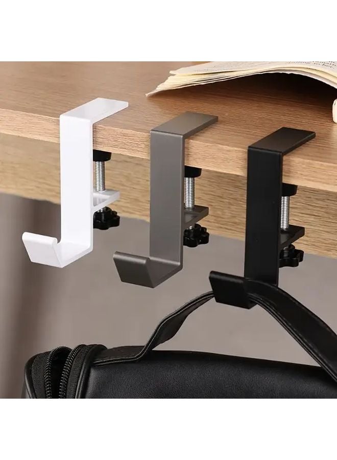 Grey Adjustable Desk Hook No Drill Installation Wall Mount For Backpacks Water Bottles - Image 2