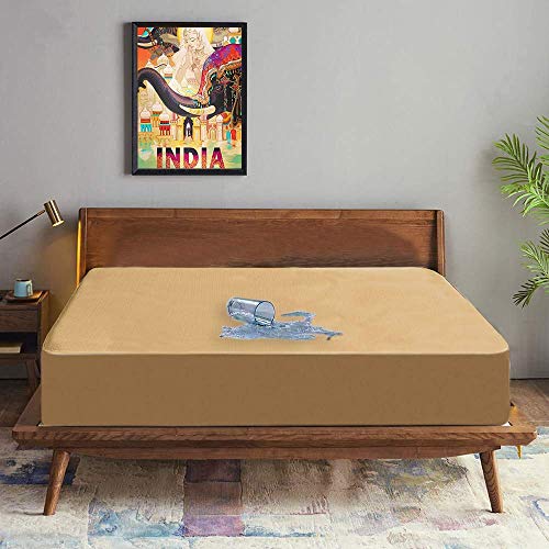 Trance Cotton Feel Terry Ultra Soft Waterproof Mattress Protector | Breathable - Hypoallergenic Mattresses Cover (75x42 inch | 6.25x3.5 feet, Brown - Pack of 1) - Image 2