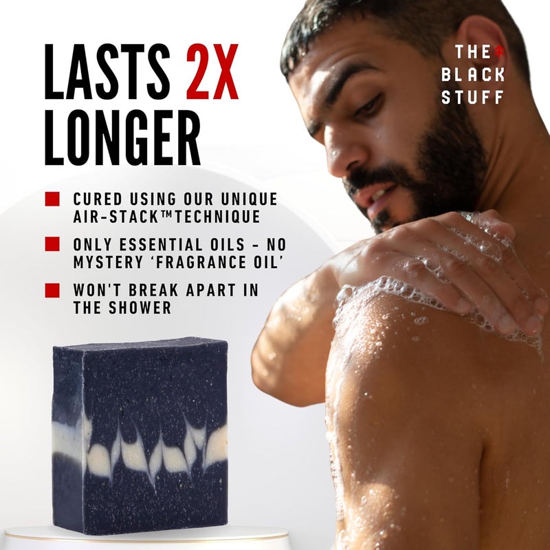 The Black Stuff All Natural Bar Soap for Men Handmade Cold Process Soaps with Organic Ingredients and Essential Oils Mens Soap for Daily Use Wicklow Waterfalls Body Soap - Image 3