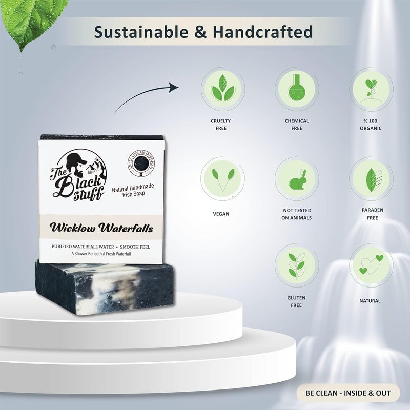 The Black Stuff All Natural Bar Soap for Men Handmade Cold Process Soaps with Organic Ingredients and Essential Oils Mens Soap for Daily Use Wicklow Waterfalls Body Soap - Image 4