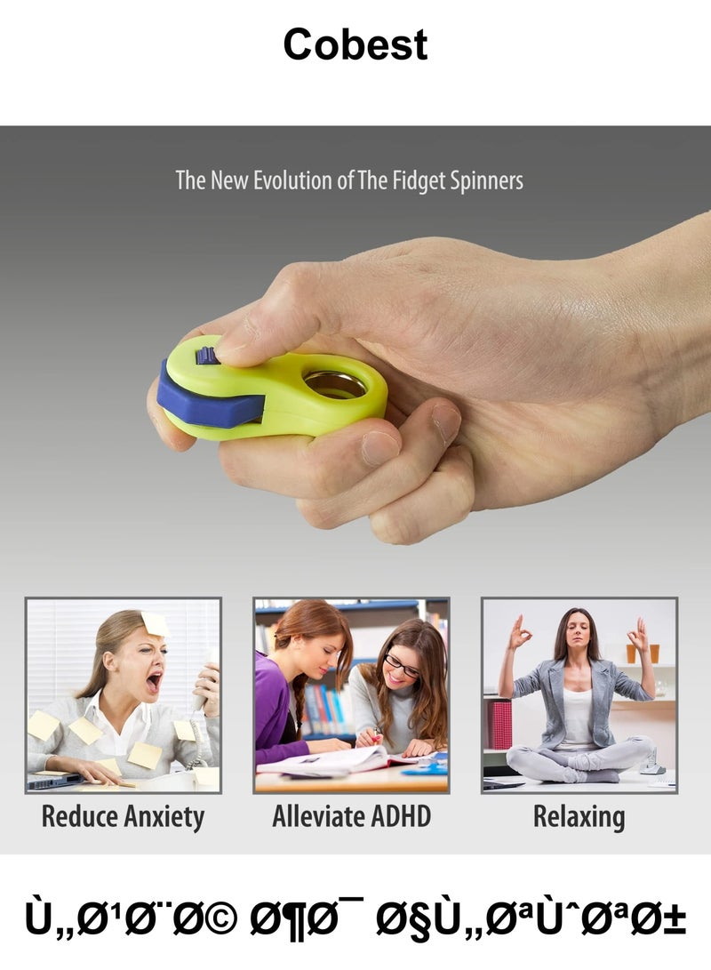 SOLARAE لعبة فidget، لعبة دوّارات فidget للبالغين والأطفال، هدايا مناسبة للأطفال المصابين بالتوحد وADHD، لعبة مكتب هادئة، ممتازة لتخفيف التوتر والقلق (أصفر) - Image 3