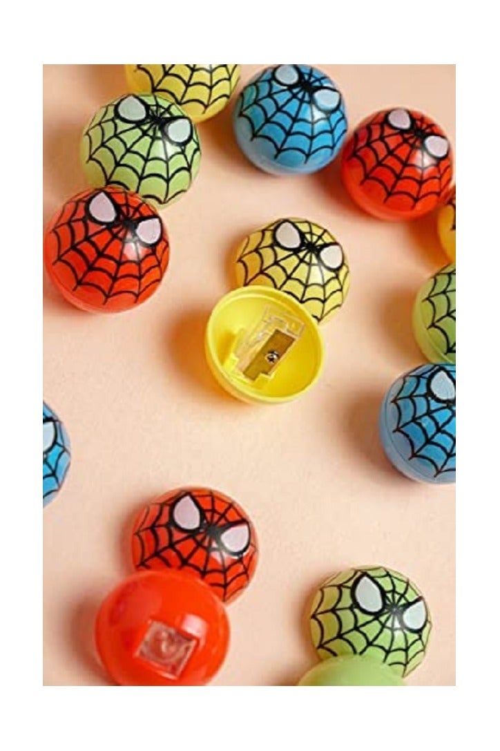 براية أقلام مكتبية  أدوات مكتبية مدرسية للأطفال  برايا أقلام دائرية  بتصميم عنكبوت مطبوع، مجموعة من 5 قطع للمدرسة والطلاب والمكتب - متعددة الألوان - Image 3